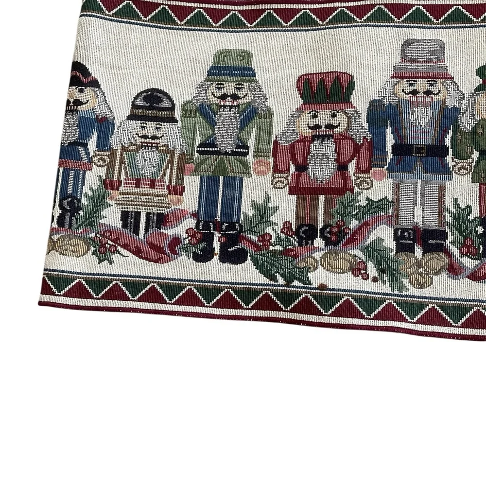 Nutcracker Tapestry Christmas Table Runner 80” x 12.5”Fringe Tabletop Decoration